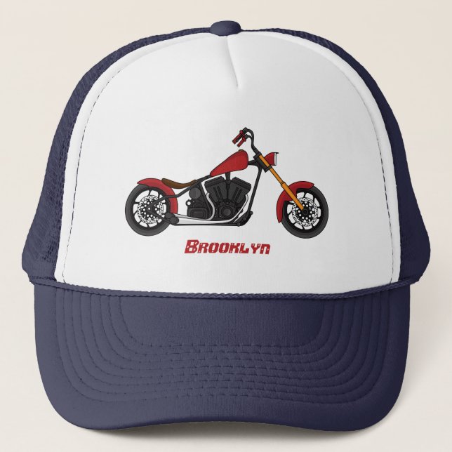 Gorra De Camionero Ilustracion de motocicleta estilo helicóptero (Anverso)