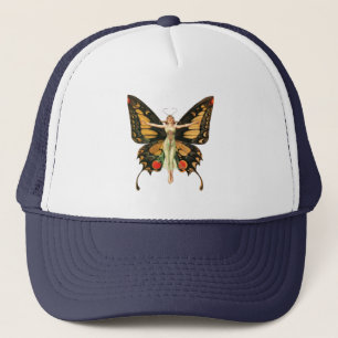Gorra De Camionero Ilustración de Mujer Volando Mariposa Flapper