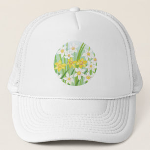 Gorra De Camionero Ilustración de narcisos primaverales blancos y ama