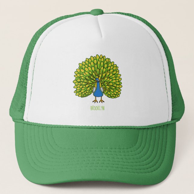 Gorra De Camionero Ilustracion de pájaro pavo real (Anverso)