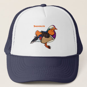 Gorra De Camionero Ilustracion de pato de mandarina colorida
