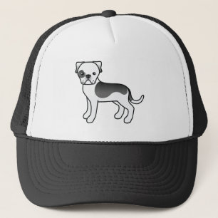 Gorra De Camionero Ilustración de perro American Bulldog Piebald Negr