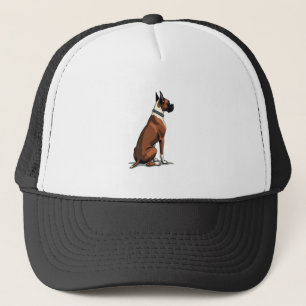 Gorra De Camionero Ilustración de perro boxer vintage desde atrás mar