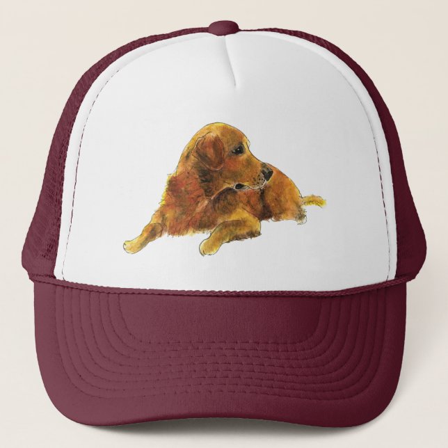 Gorra De Camionero Ilustracion de perro de Cute Golden Retriever (Anverso)