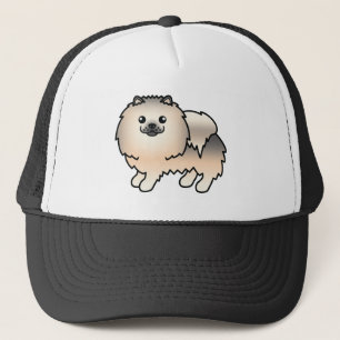 Gorra De Camionero Ilustración de perro juguete Pomerania Sable Crema