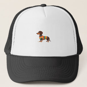 Gorra De Camionero Ilustración de perro largo dachshund lindo con sué