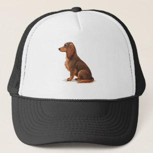 Gorra De Camionero Ilustración de perro salchicha de pelo largo vinta