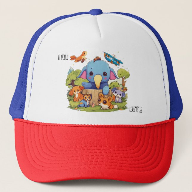 Gorra De Camionero Ilustracion de personalizado animal lindo (Anverso)