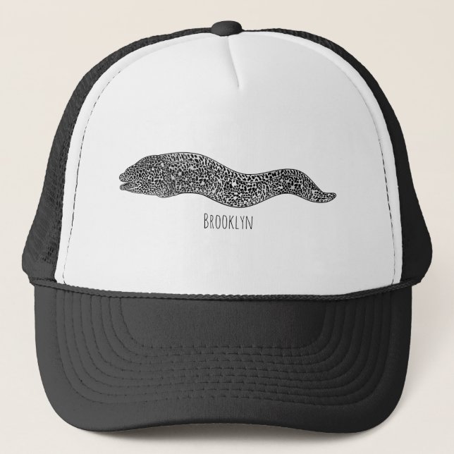 Gorra De Camionero Ilustracion de personalizado de anguila negra con  (Anverso)