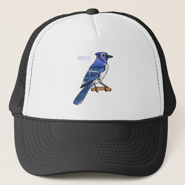 Gorra De Camionero Ilustracion de personalizado de ave azul jay (Anverso)