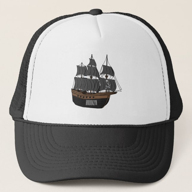 Gorra De Camionero Ilustracion de personalizado de buques piratas (Anverso)