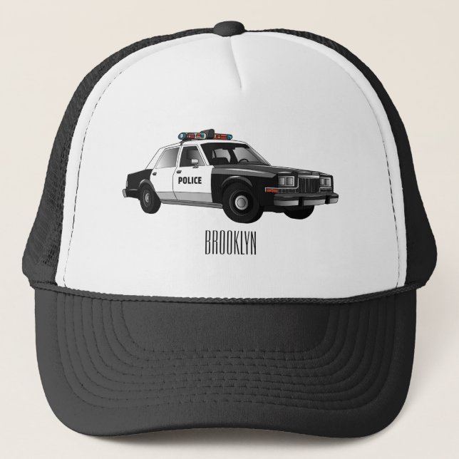 Gorra De Camionero Ilustracion de personalizado de coches de policía (Anverso)