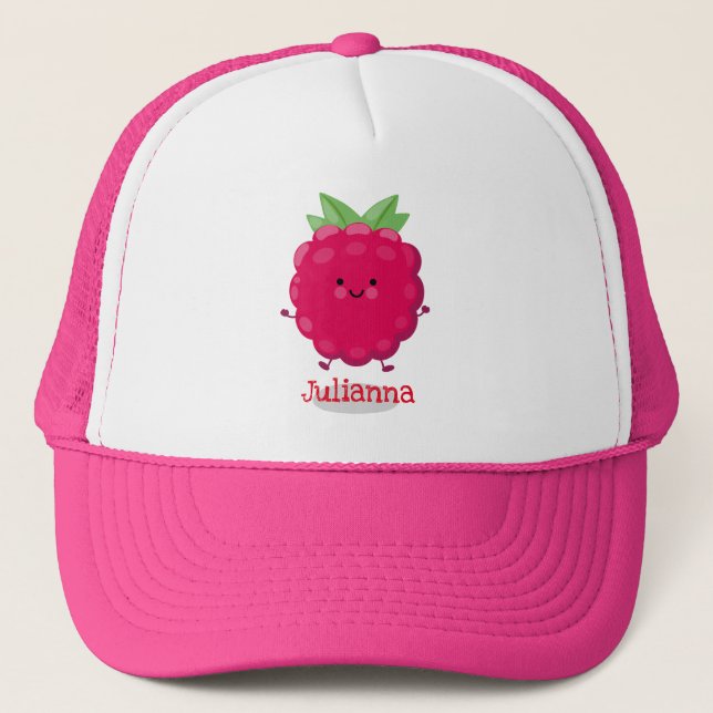 Gorra De Camionero Ilustracion de personalizado de frambuesa alegre (Anverso)
