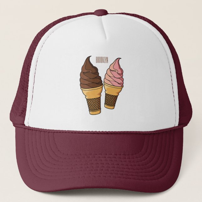 Gorra De Camionero Ilustracion de personalizado de helado de cono (Anverso)