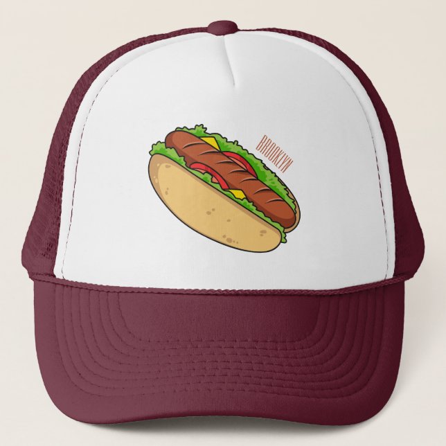Gorra De Camionero Ilustracion de personalizado de hot dog (Anverso)