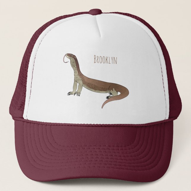 Gorra De Camionero Ilustracion de personalizado de lagarto de monitor (Anverso)