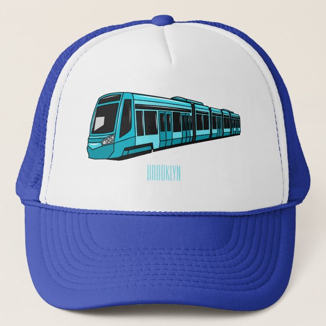 Gorra De Camionero Ilustracion de personalizado de locomotora eléctri (Anverso)