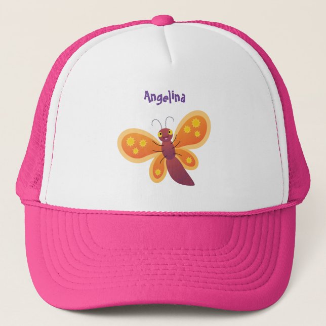 Gorra De Camionero Ilustracion de personalizado de mariposa naranja f (Anverso)