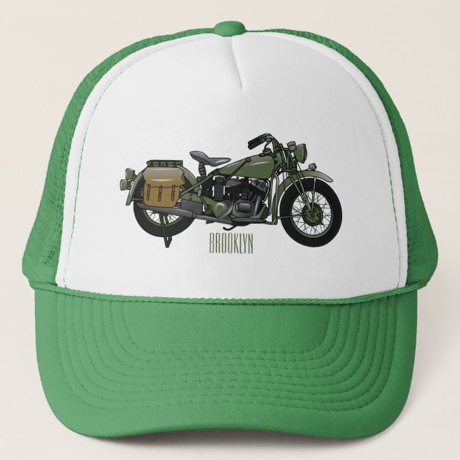 Gorra De Camionero Ilustracion de personalizado de motocicleta de cru (Anverso)