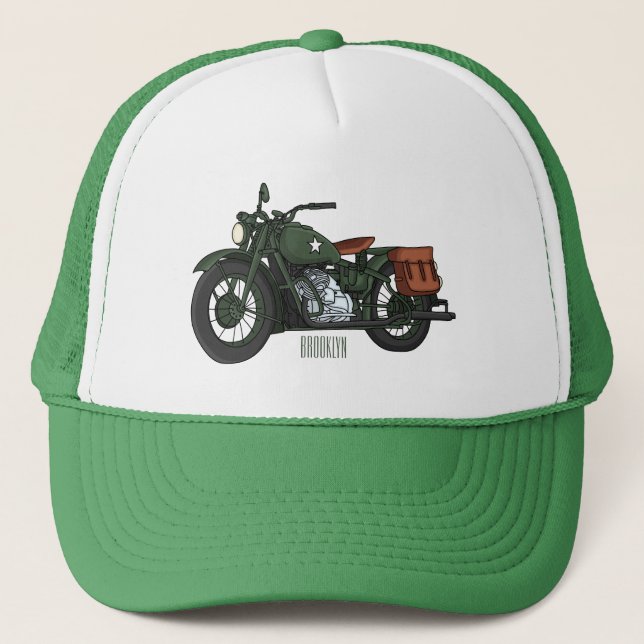 Gorra De Camionero Ilustracion de personalizado de motocicleta de cru (Anverso)