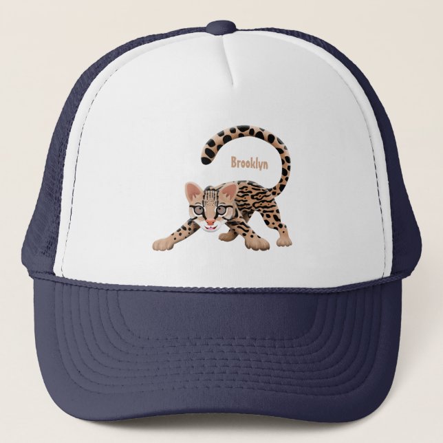 Gorra De Camionero Ilustracion de personalizado de ocelot de Cute (Anverso)
