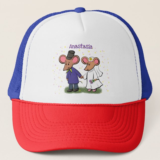 Gorra De Camionero Ilustracion de personalizado de pareja de ratones (Anverso)