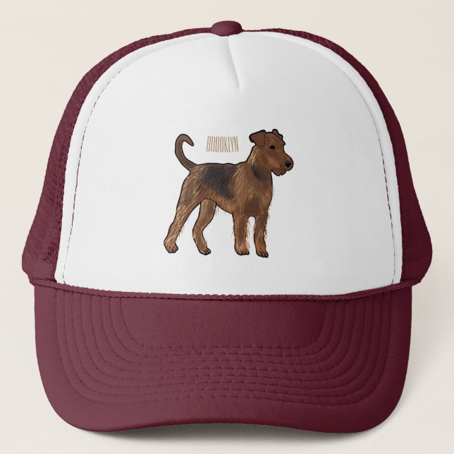 Gorra De Camionero Ilustracion de personalizado de perro Airedale ter (Anverso)
