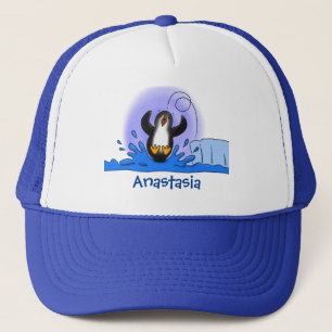 Gorra De Camionero Ilustracion de personalizado de pingüino puenteado