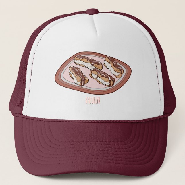Gorra De Camionero Ilustracion de personalizado eclair de chocolate (Anverso)