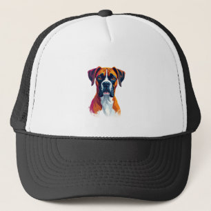 Gorra De Camionero Ilustración de retrato de perro boxer vintage con 