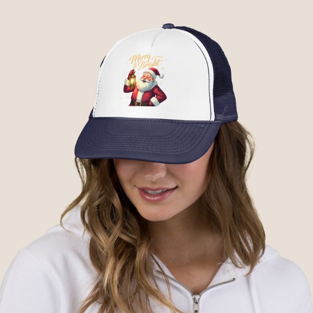 Gorra De Camionero Ilustración de Santa Claus alegre sosteniendo lint (In situ)