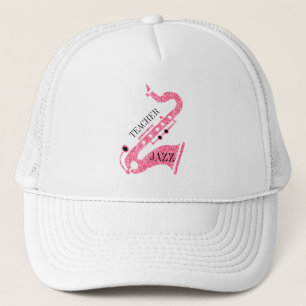 Gorra De Camionero Ilustración de saxofón con purpurina rosa