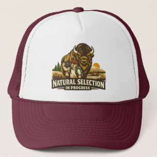 Gorra De Camionero Ilustración de selfie de bisonte con humor de la v