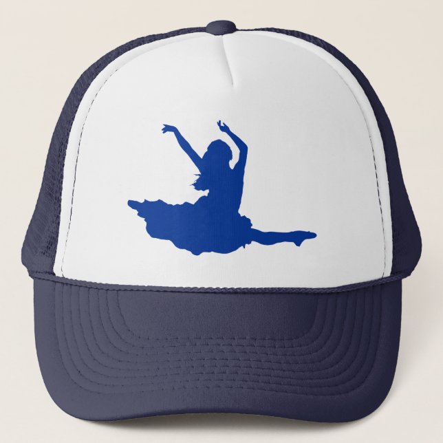 Gorra De Camionero Ilustracion de silueta de bailarina azul simple (Anverso)