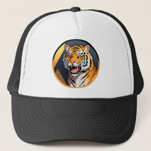 Gorra De Camionero Ilustración de tigre con expresión intensa