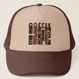 Gorra De Camionero Ilustración de tipografía de café vintage dibujada