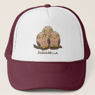 Gorra De Camionero Ilustracion de trío de búho lindo