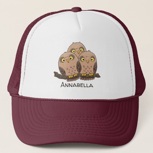 Gorra De Camionero Ilustracion de trío de búho lindo (Anverso)