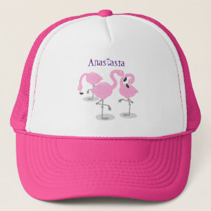 Gorra De Camionero Ilustracion de trío de flamingo rosado