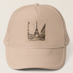 Gorra De Camionero Ilustración de viaje antigua y vintage de París