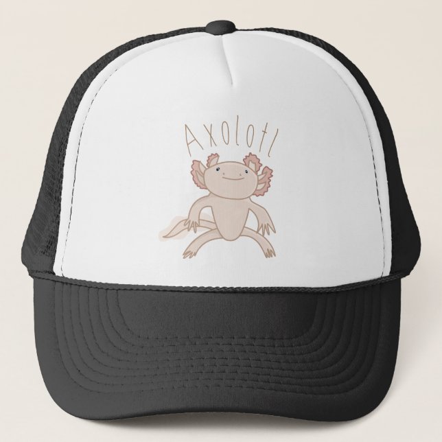 Gorra De Camionero Ilustracion del Axolotl de Digitaces, animal lindo (Anverso)