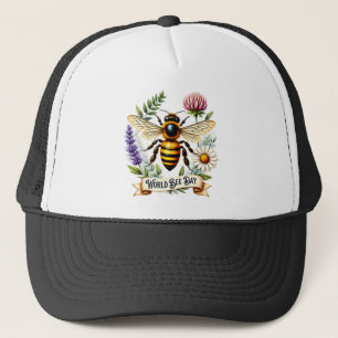 Gorra De Camionero Ilustración del Día Mundial de las Abejas con abej