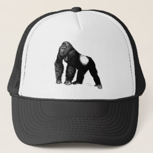 Gorra De Camionero Ilustracion del gorila del Silverback del vintage,
