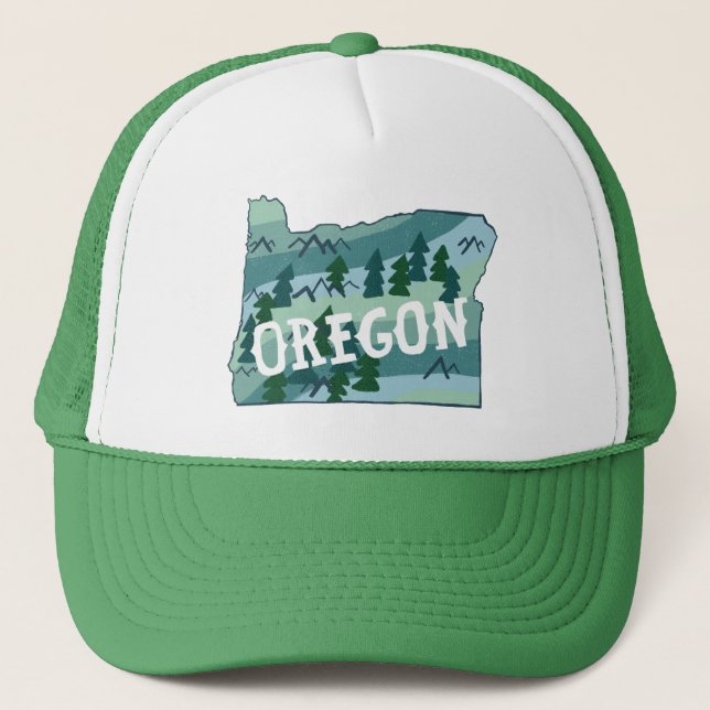 Gorra De Camionero Ilustracion del Mapa Estatal de Oregon (Anverso)