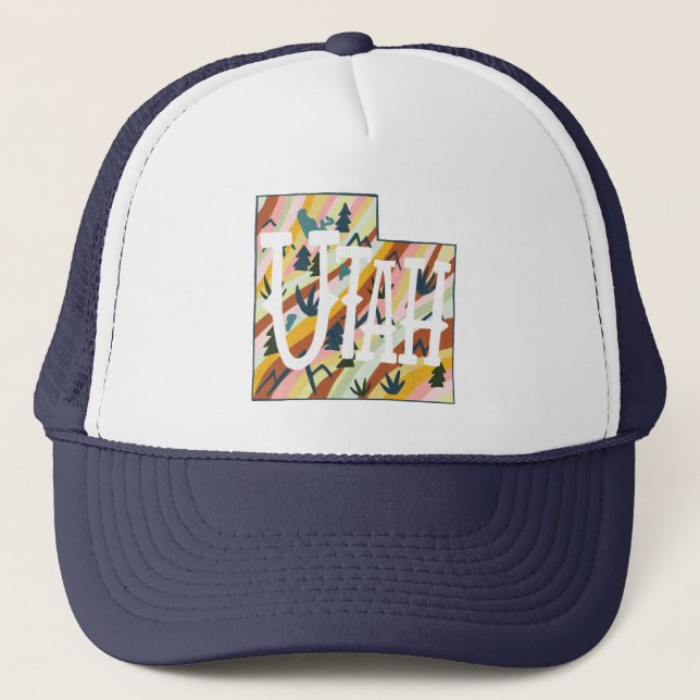 Gorra De Camionero Ilustracion del Mapa Estatal de Utah (Anverso)