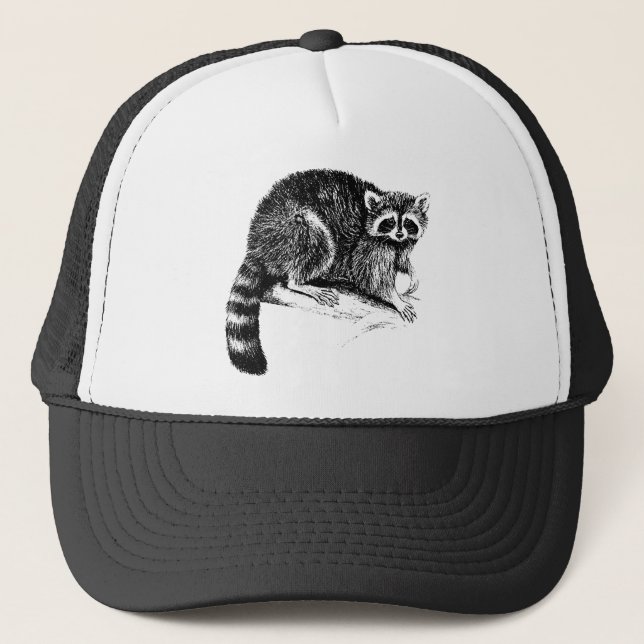 Gorra De Camionero Ilustracion del mapache (Anverso)