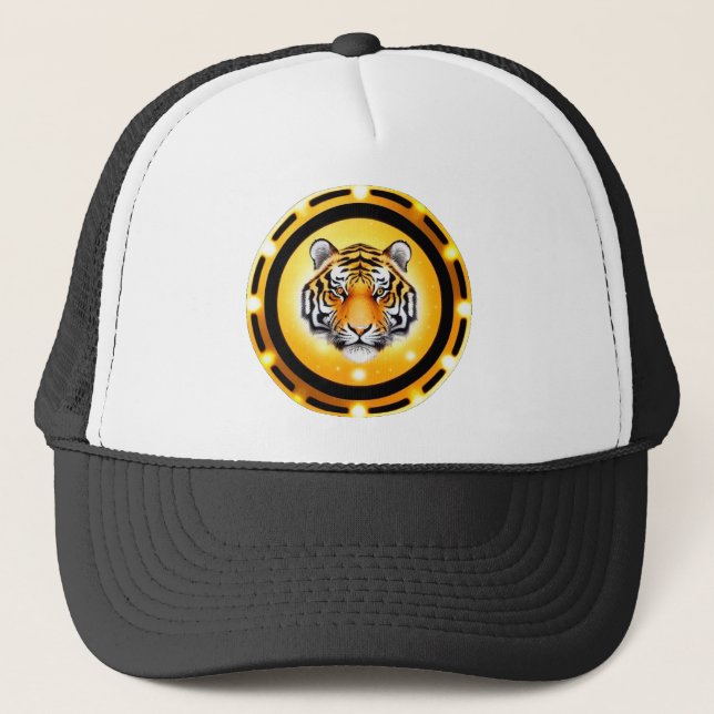 Gorra De Camionero Ilustracion del tigre abstracto de negrita (Anverso)