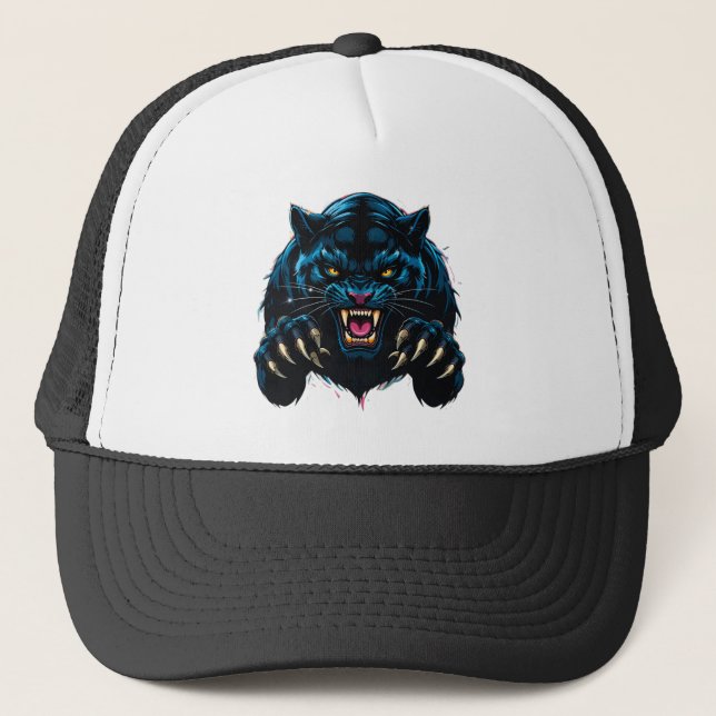 Gorra De Camionero Ilustración Feroz de Pantera Negra (Anverso)
