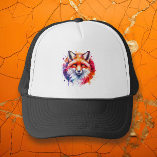 Gorra De Camionero Ilustracion Fox Watercolor