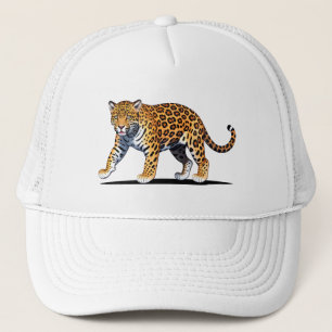 Gorra De Camionero Ilustración majestuosa de jaguar con patrón de pel